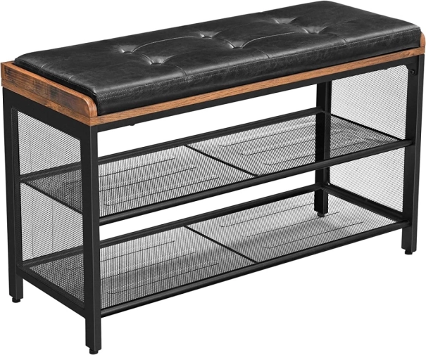 Loft shoe bench with shelves and seat