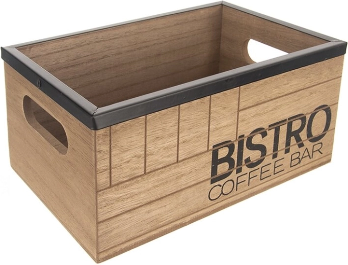 Koka kaste Bistro coffee bar ar metāla apmali 20 × 13 × 8,8 cm