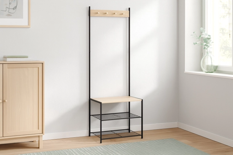 Freestanding coat rack with 3 shelves 60 × 40 × 175 cm