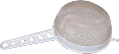 Plastic strainer with handle 14 cm, color mix