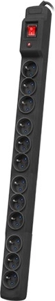 Pagarinātāja rozete Multi M12, 12 ligzdas, 5 m, melna