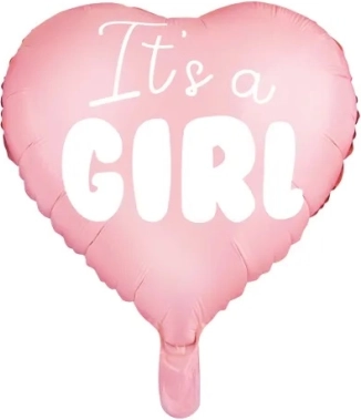 Folijas balons It's a Girl rozā sirds 45 cm
