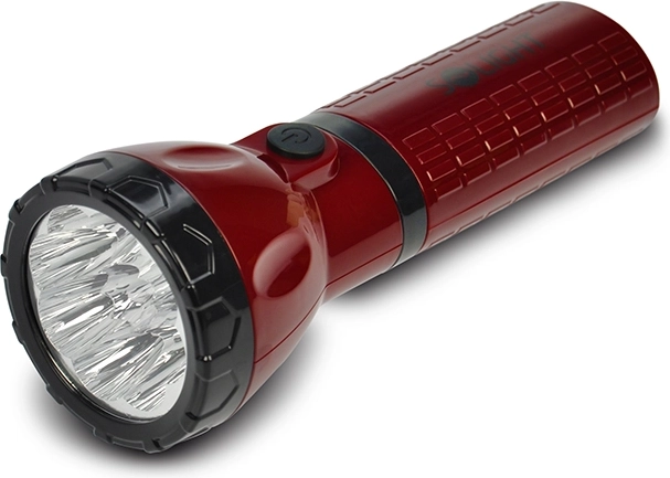 Solight LED uzlādējams lukturis, 9× LED, sarkans/melns, plug-in — 1 gab.