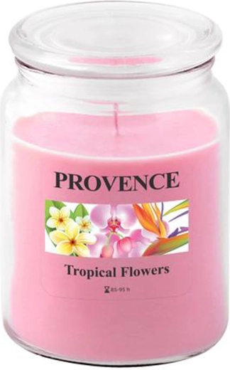 Aromātiskā svece stiklā PROVENCE tropiskie ziedi 95 stundas