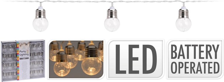 Gaismas virtene ar spuldzēm 4 cm, 4,5 m, 30 LED, silti balta