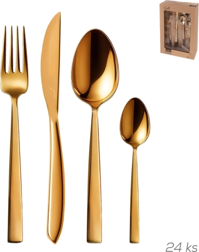 Nerūsējošā tērauda galda piederumu komplekts Gold 24 gab.