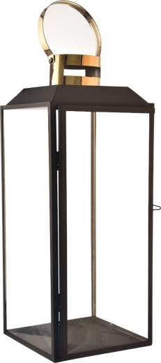 Liela dekoratīvā laterna melni zelta 42 cm