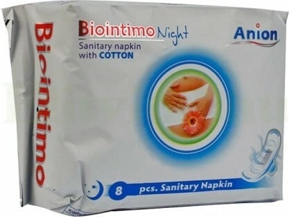 Biointimo Anion nakts higiēniskās paketes ar spārniņiem 8 gab.