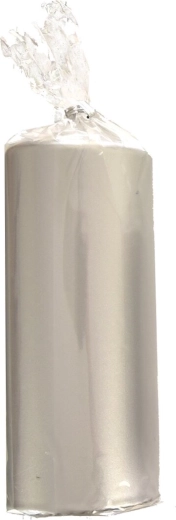 Sudrabaina metāliska cilindriskā svece 18 cm
