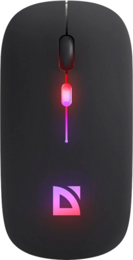 Bezvadu pele DEFENDER Touch, klusa klikšķināšana, RGB, BT + 2,4 GHz, uzlādējama, 800/1200/1600 DPI, melna