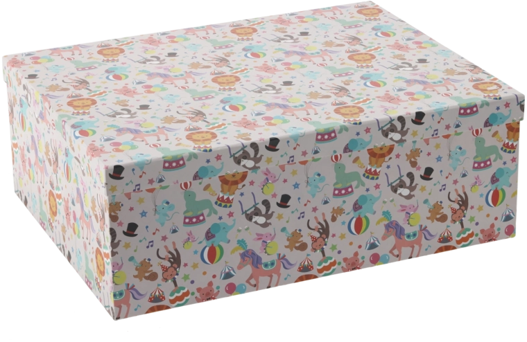 Krāsaina dāvanu kastīte ar dzīvnieku motīvu 19,2 × 15 × 7,5 cm – 1 gab.