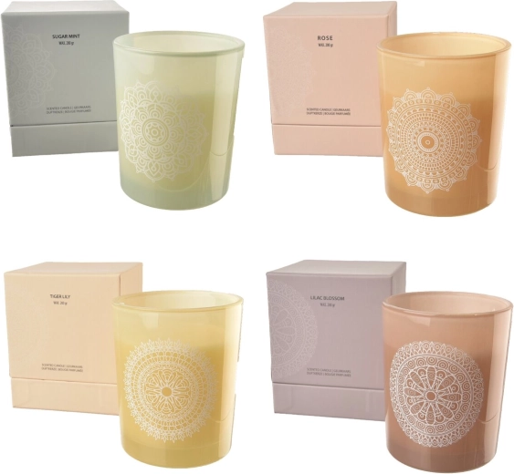 Scented candle in a glass jar, pastel 8 × 8 × 10 cm (assorted 4 variants)
