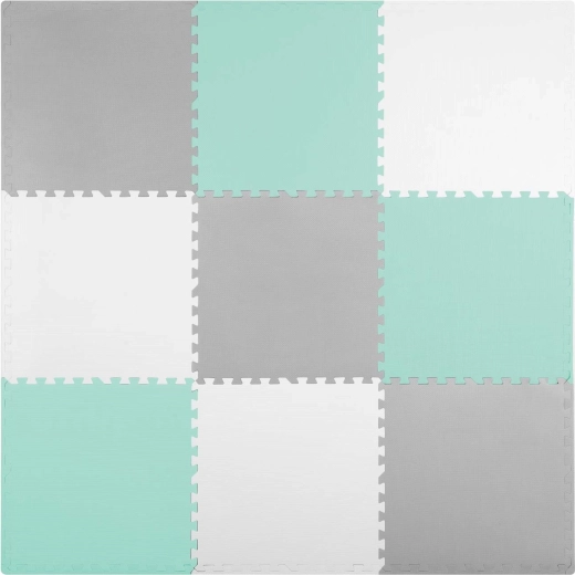 Ricokids foam puzzle play mat 180 × 180 cm grey-turquoise