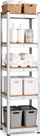 Metāla plaukts noliktavai, 5 plaukti, 180 × 40 × 40 cm, plaukta noslodze 175 kg
