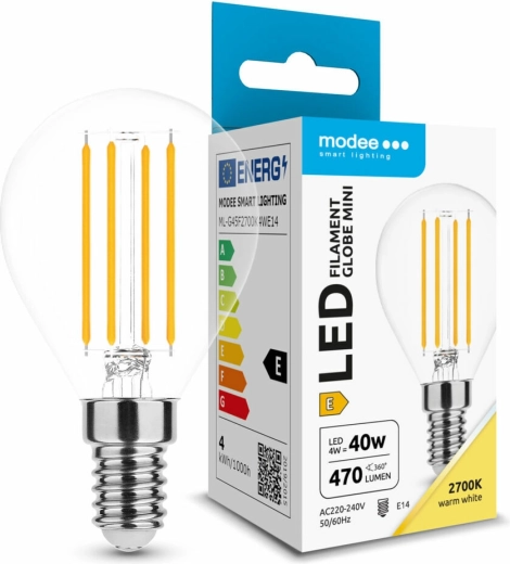 Modee LED spuldze Filament Globe Mini G45 4 W E14, 470 lm, silti balta