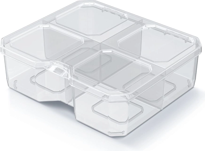 Organizer SQR box 15.6 × 14 × 5 cm, transparent, 4 compartments