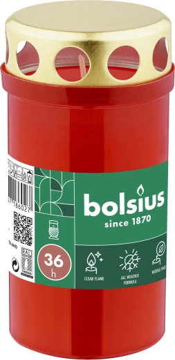 Bolsius kapu svece 36 h sarkana