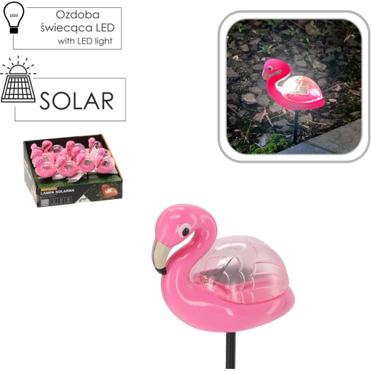 Saules dārza lampa flamingo, silti balta, 10,5 × 5 × 17,5 cm