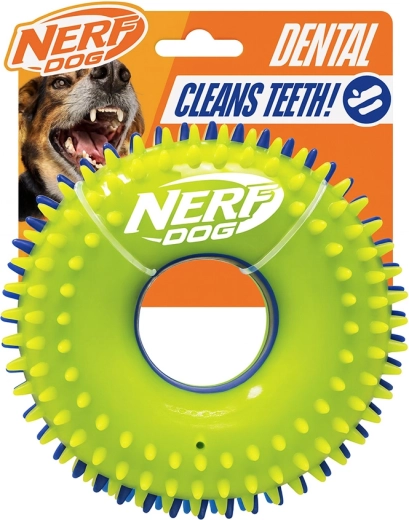 Nerf Dog pīkstošs riņķis ar dzelksnīšiem 15 cm