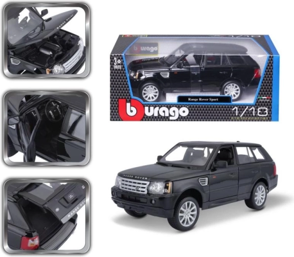 Metāla modelis BBURAGO RANGE ROVER SPORT 1:18, melns