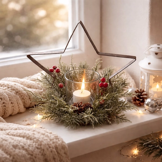 Svētku ogu dekors ziemas aranžējumiem
