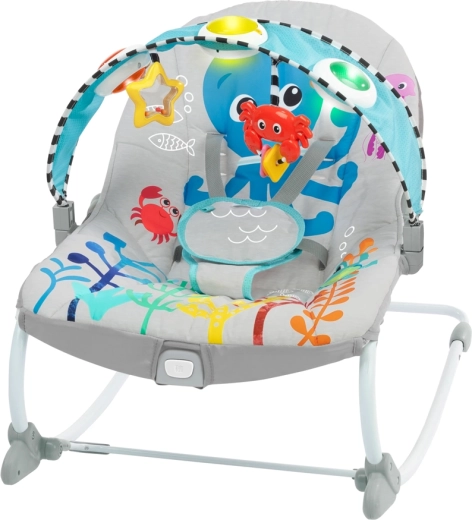 Muzikāls vibrējošs šūpuļkrēsliņš zīdaiņiem un mazuļiem Baby Einstein Ocean Explorers Kick to It Opus, līdz 18 kg