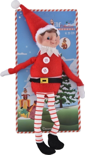 Ziemassvētku dekors elfs – stāvoša tekstila figūriņa 35 cm