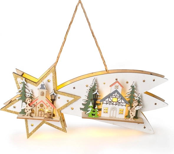 Solight LED koka Ziemassvētku komēta ar taimeri 10× LED, silti balta, 31 cm - 1 gabals