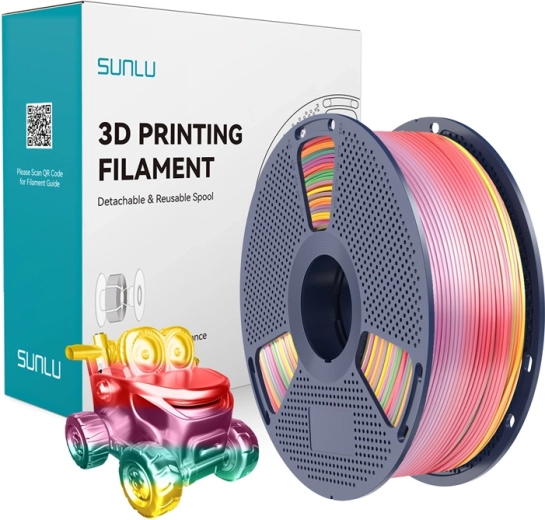 Sunlu PLA+ silk filaments varavīksnes rainbow 01 1,75 mm 1 kg