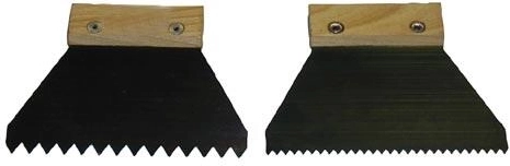 Tērauda špakteļlāpstiņa 140 mm ar rupjiem zobiem