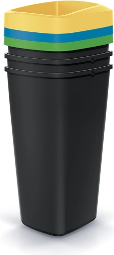 Šķirošanas atkritumu tvertņu komplekts Compacta Q Drop 3×25 l, pārstrādāta melna plastmasa