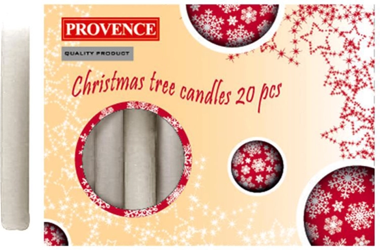 Christmas Candles Provence 10 cm, White, Set of 20