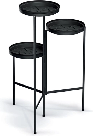 Daudzlīmeņu puķu statīvs, melns, 50 cm