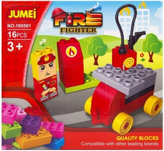 Jumei būvkomplekts 3+ ugunsdzēsēju stacija 16 detaļas 20 × 19 cm - 1 gab.