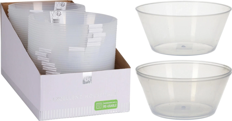 Plastmasas bļoda 15 cm, 750 ml, caurspīdīga, komplekts 2 gab.