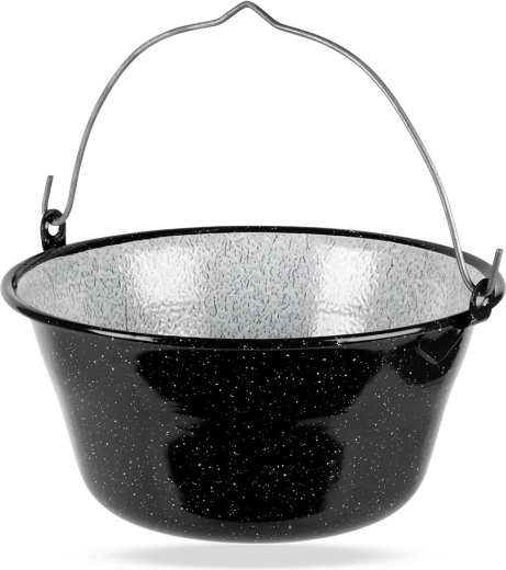 Hanging Hungarian enamelled cauldron 7.5 l