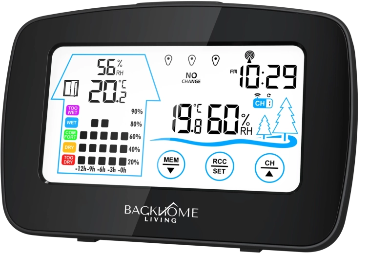 Wireless RCC weather station, battery-powered, black 15 × 2 × 9.5 cm