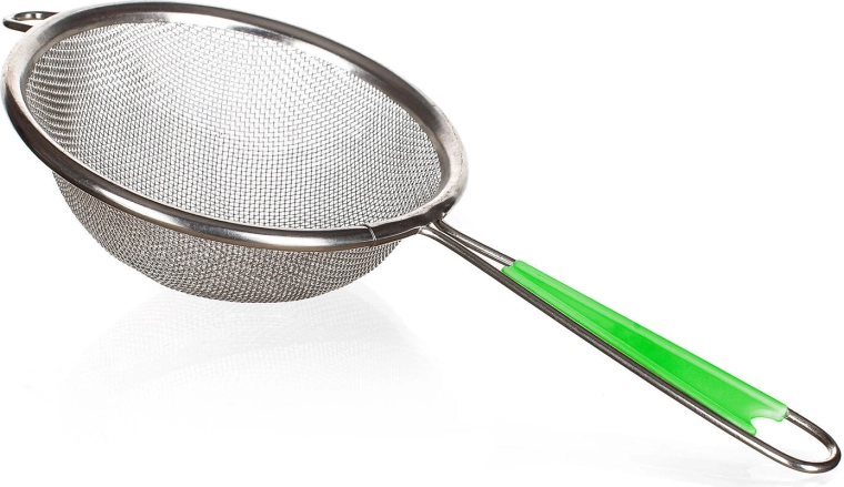 Siets 10 cm CULINARIA, metāla ar zaļu plastmasas rokturi