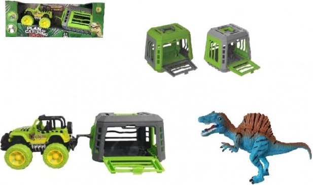 Džips ar piekabi un dinozauru – plastmasas rotaļlieta