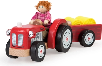 Tidlo koka traktors ar piekabi