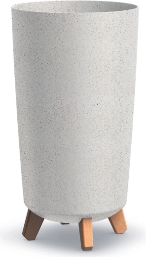 Puķu pods Gracia Tubus Slim Eco Wood 19,5 cm – balts