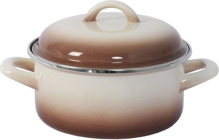 Saucepan with Lid 18 cm, 2 l, CAPUCINO Enamel