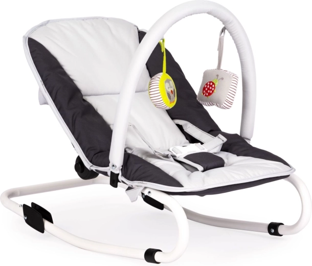 Foldable baby bouncer-rocker with toys, white-graphite