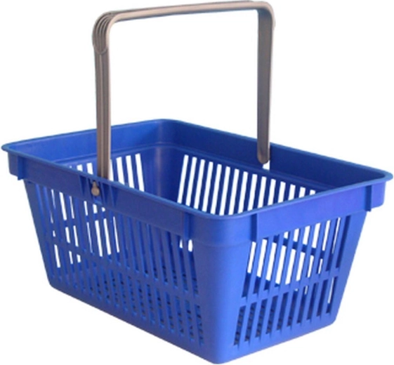 Iepirkumu grozs ar vienu rokturi 44,5 × 30 × 21,5 cm, plastmasa, krāsu mikss, nestspēja 15 kg