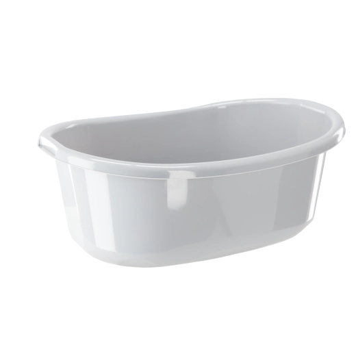 Ovāla plastmasas bļoda ar rokturiem 45 l, gaiši pelēka