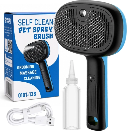RENEW FORCE 3-in-1 Steam Brush for Dogs and Cats