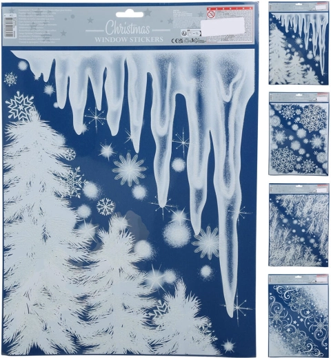 Ziemassvētku pašlīmējoša loga dekorācija 42 × 30 cm – motīvu mikss