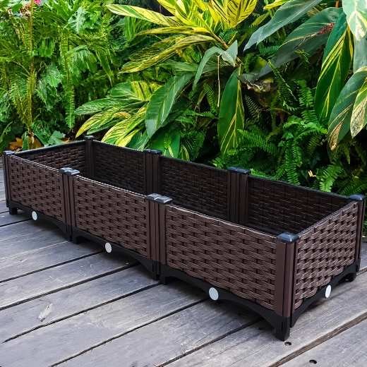 Modulāra dārza puķu kaste ziediem un dārzeņiem 120 × 40 × 22 cm brūna