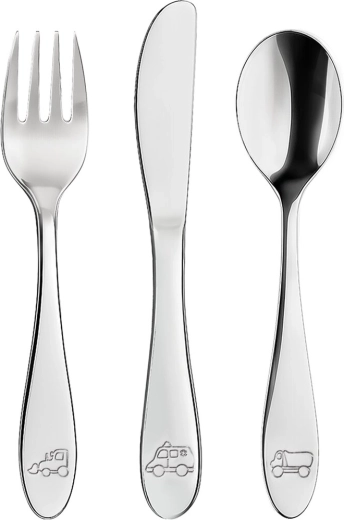 Kids’ Stainless Steel Cutlery Set – Cars (3 pcs)