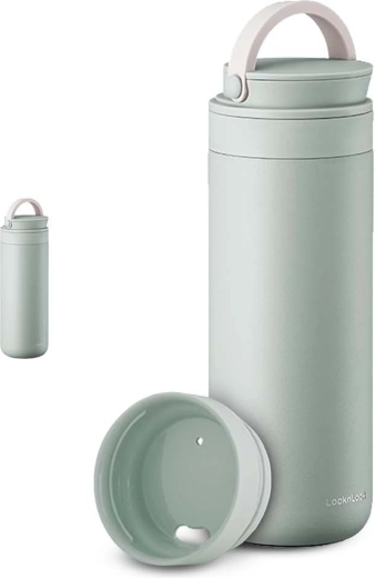Nerūsējošā tērauda termopudele ar rokturi LocknLock Metro two-away 475 ml, piparmētru krāsā